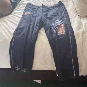 Men's Navy Patchwork Cargo Pants